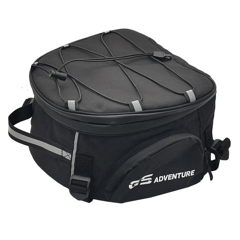 Unisex water-resistant motorcycle travel bag being carried, perfect for storing riding gear and luggage.