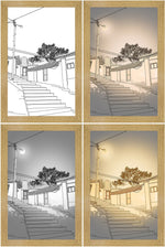 Steps under street lighting