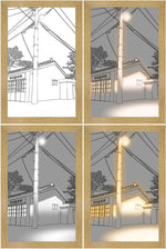 Sunset and street lighting