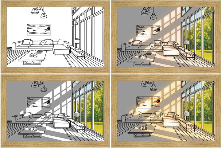 Vibrant LED wall art with dynamic scenes, enhancing home decor with mood lighting.