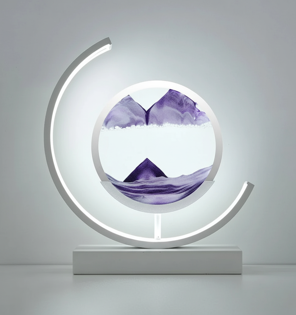 Meditation lamp: LED table lamp with mesmerising dynamic sand display, ambient light
