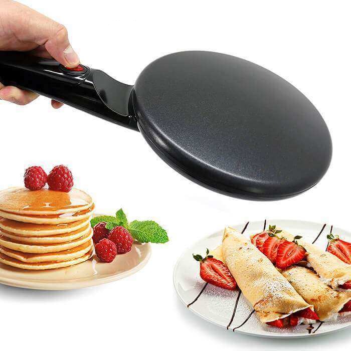 Non-stick electric crepe maker, ensuring easy, perfect pancakes every time in your home kitchen.
