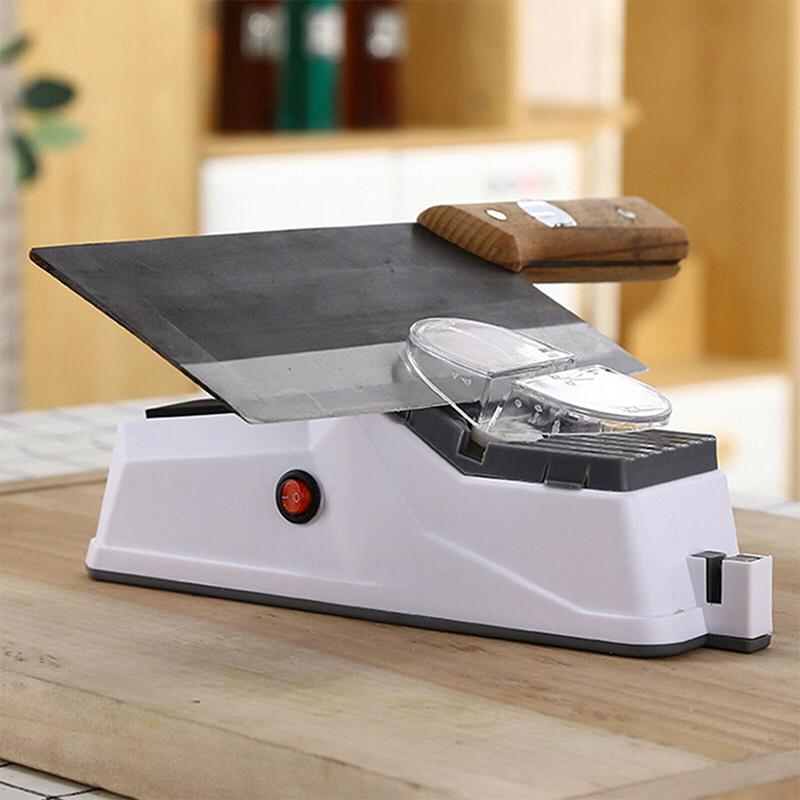Electric knife sharpener for kitchen tools and blades. Quick and efficient sharpening tool.