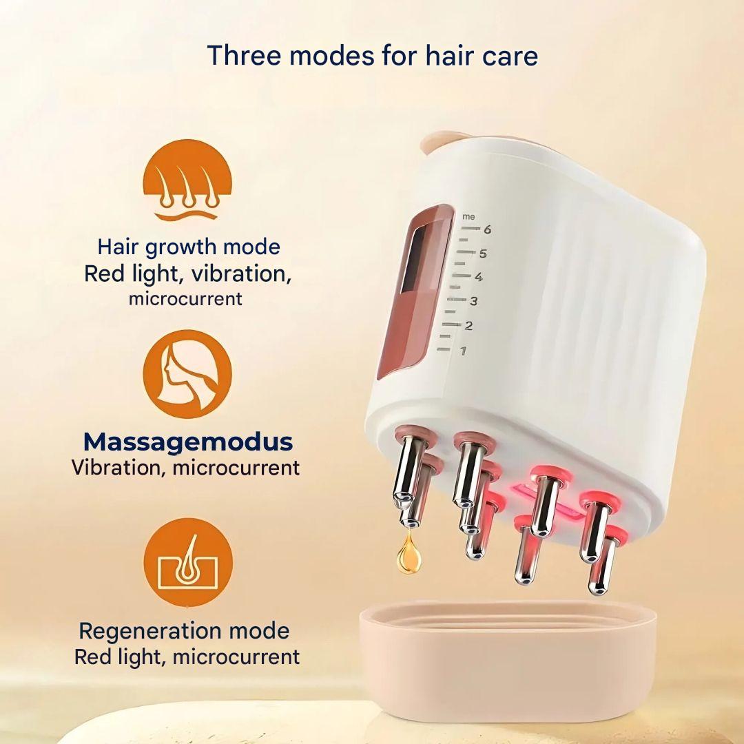 Advanced electric beauty tool: scalp massager with red light for hair growth benefits.