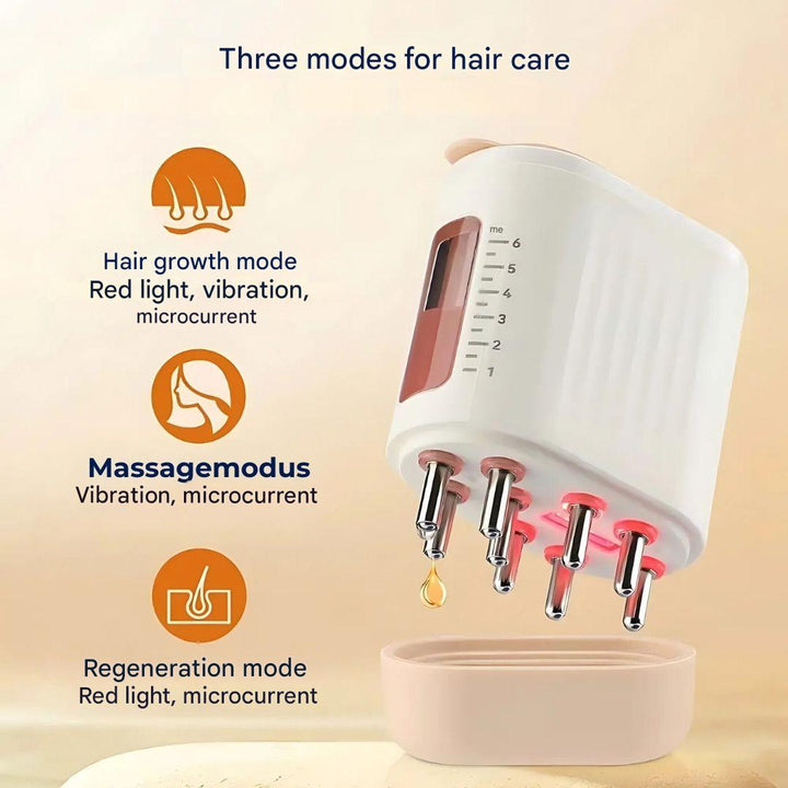 Advanced electric beauty tool: scalp massager with red light for hair growth benefits.