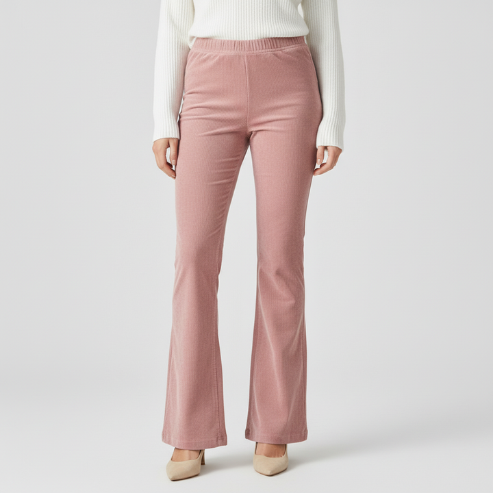 Comfortable women's flared bell bottoms, black cotton blend, suitable for any season.