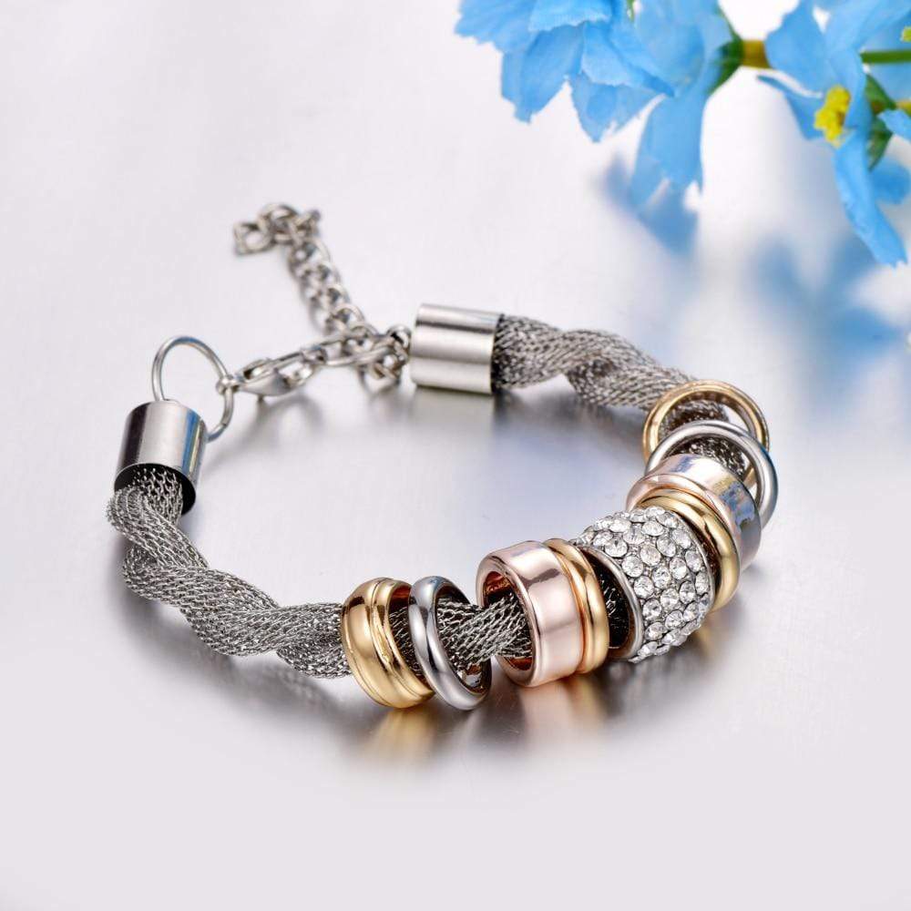 Sleek black braided women's bracelet, versatile and elegant fashion accessory