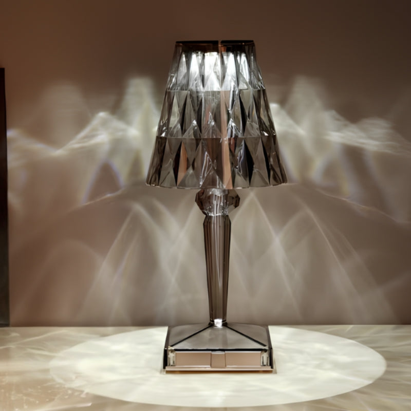 Sleek rechargeable crystal table lamp, offering touch control and bright LED illumination.