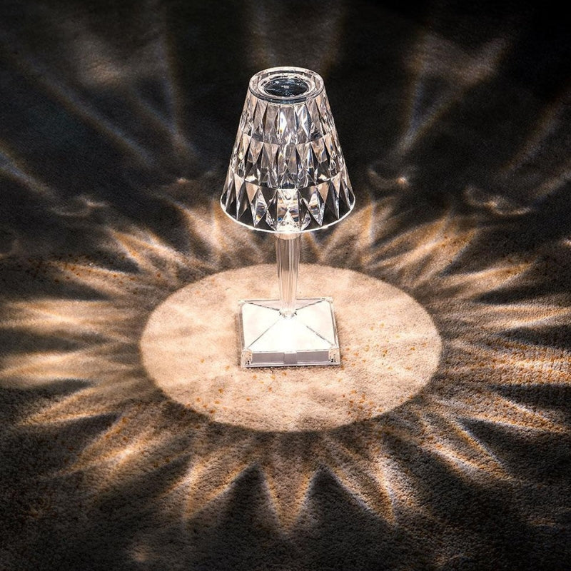 Contemporary design crystal LED lamp with intuitive touch control, enhancing any space.