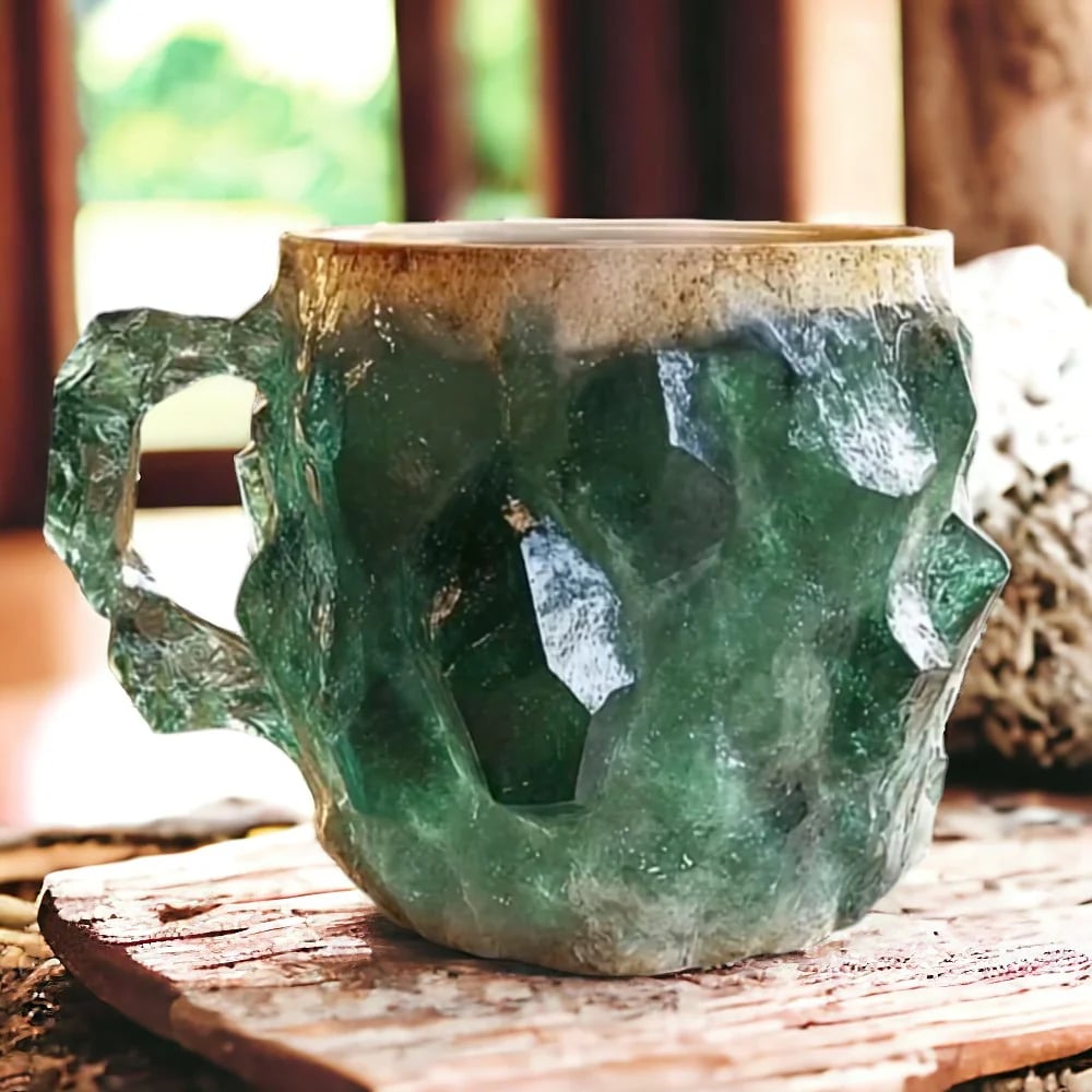 Clear crystal coffee mug, part of the CrystalBrew collection, designed for elegant hot cold drinks and modern kitchen aesthetics.