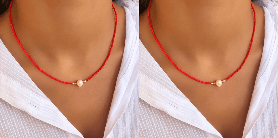 Perfect gift for her: timeless elegant freshwater pearl necklace, a classic women's accessory.