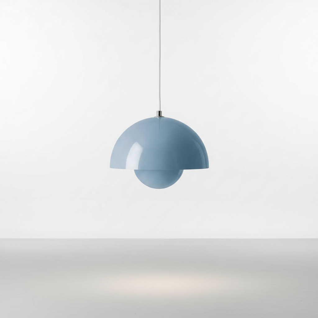 PendantFlora modern ceiling light, glass & metal blend, living room focus