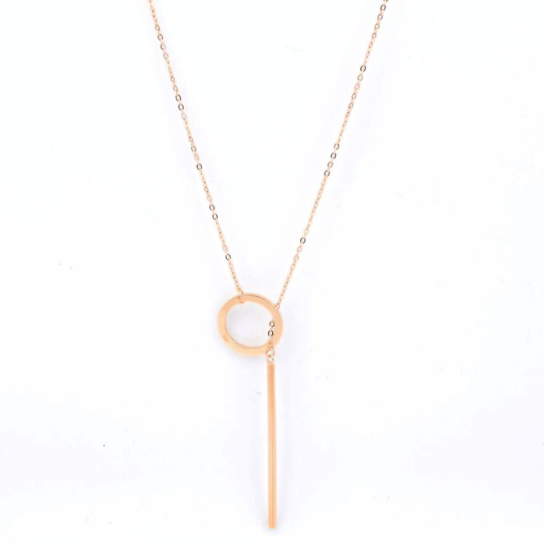 Dainty gold plated lariat necklace, an elegant gift for her. Fashionable women's jewelry.