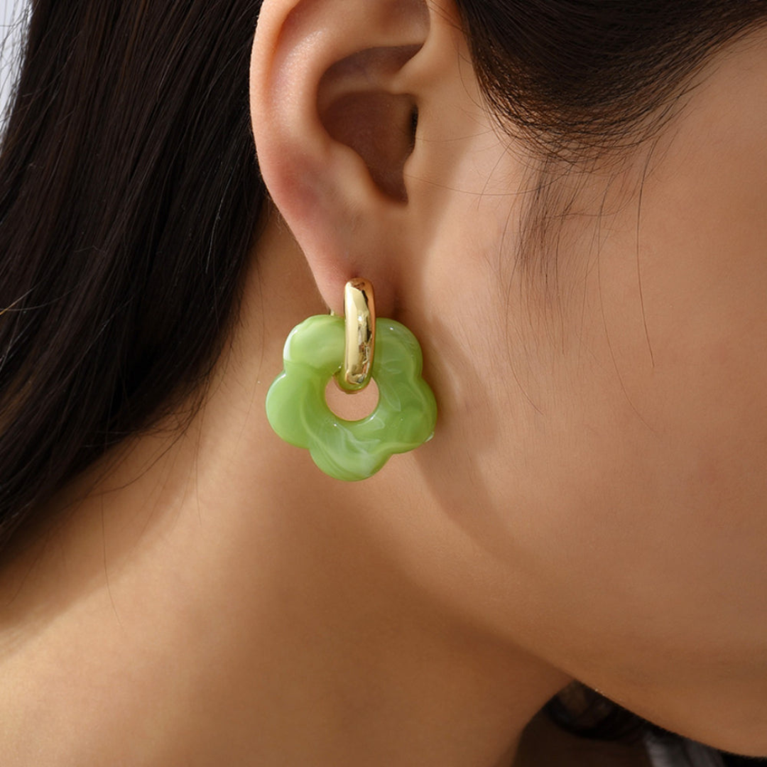 Stylish gold plated flower earrings, lightweight and comfortable for everyday wear.