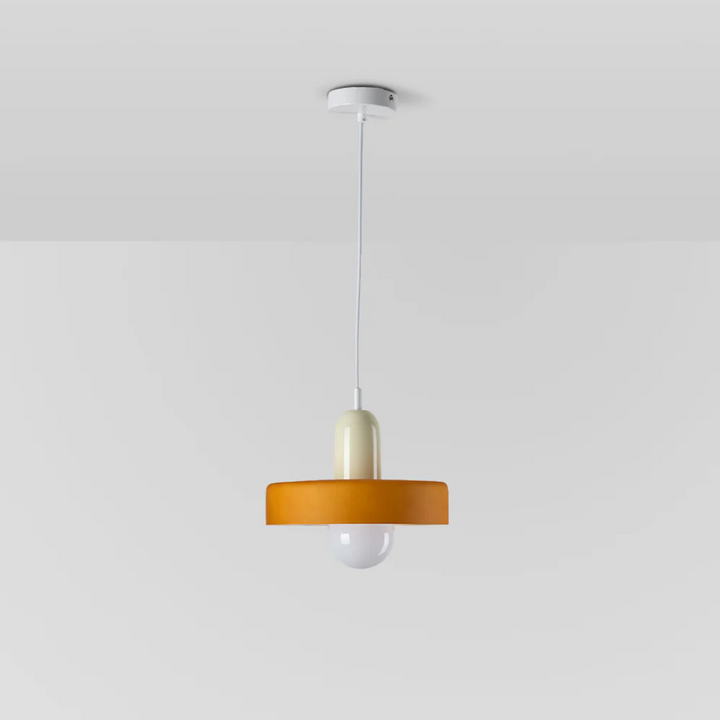 GloboLuxe modern LED pendant light, clear glass globe for dining room lighting.