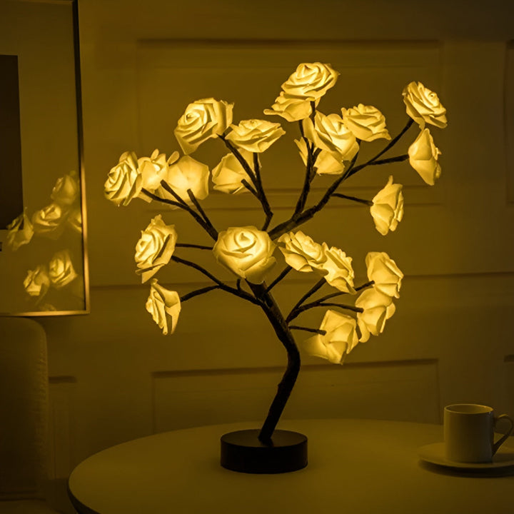 Stylish LED rose tree light, casts a romantic glow, perfect an anniversary or home decor accent.