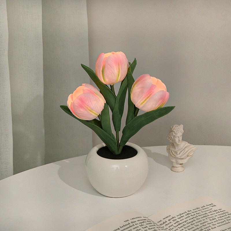 Vibrant LED tulip flower light, a charming home accent and decorative night lamp.