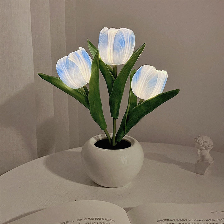 Portable LED tulip night light, ideal decorative lamp for any room's flower decor.
