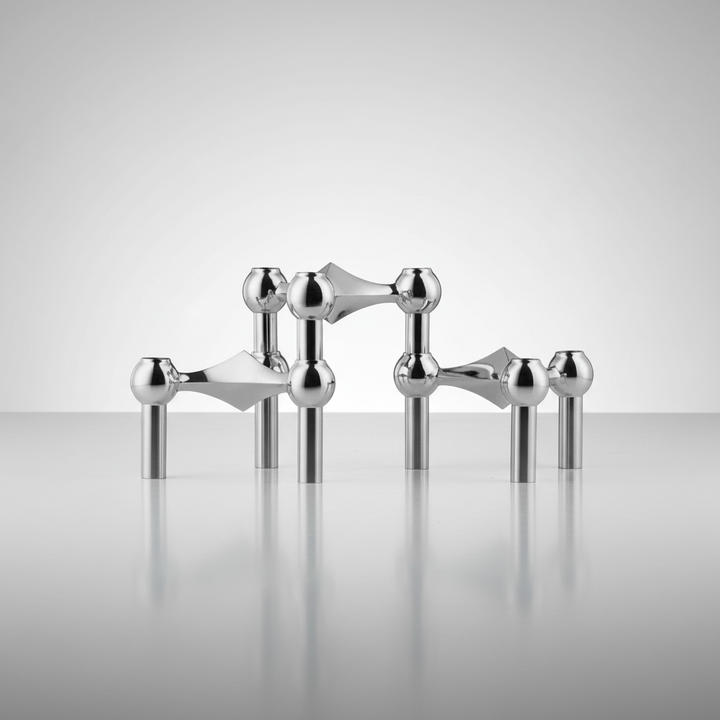 Unisex modular candle holder set, elegant table accent, versatile home decoration.