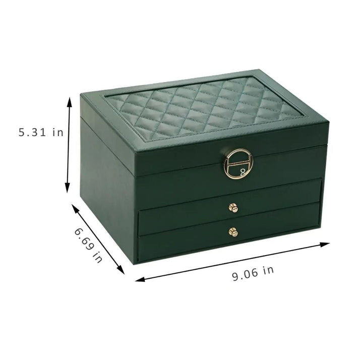 High-end multi-layered jewelry box in PU leather, offering luxurious and organized storage for women.