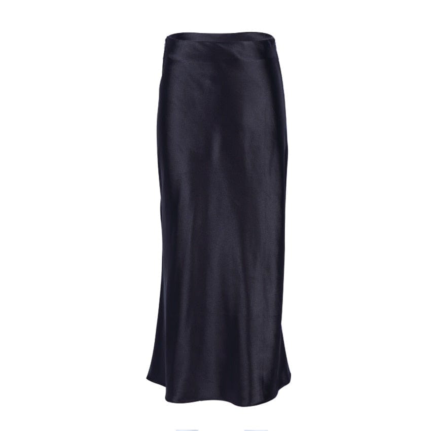 Shimmering A-line midi skirt for women. High-waist design, elegant & perfect for versatile spring fashion.