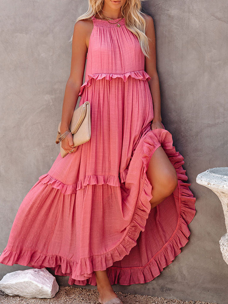 Stunning women's sleeveless maxi dress featuring an elegant bow detail, comfortable and flowy.
