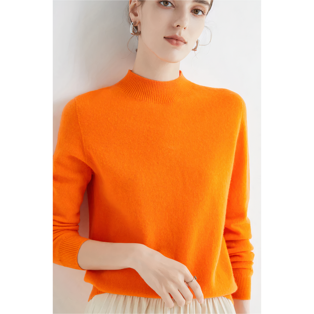 Premium soft knit long sleeve women's pullover sweater, offering elegant style & comfort for fall/winter.
