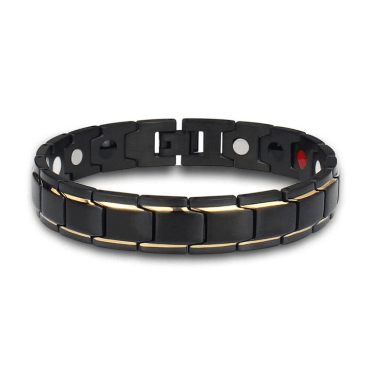Polished stainless steel magnetic therapy bracelet, durable and elegant unisex jewelry