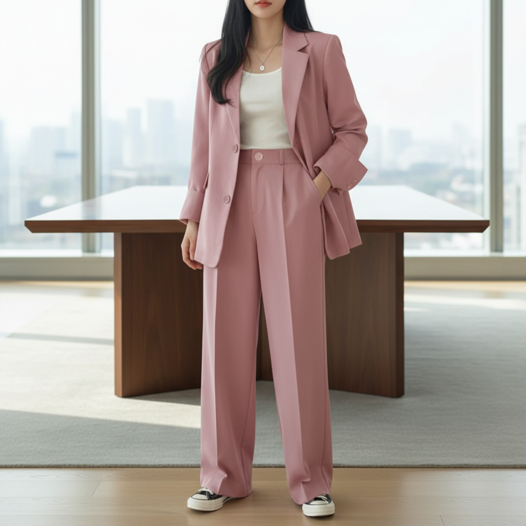 Elegant two-piece suit set for women, perfect for business or office wear in spring and autumn