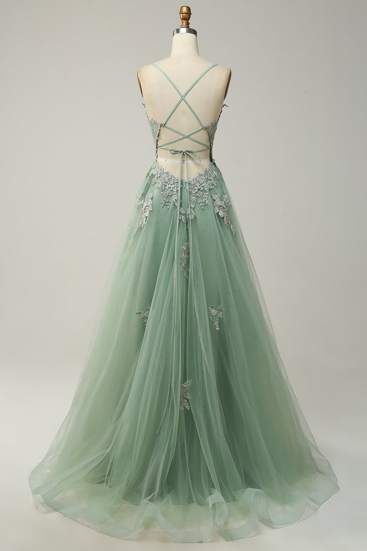 Classic A-Line Evening Gown, a long formal dress for women's special events.