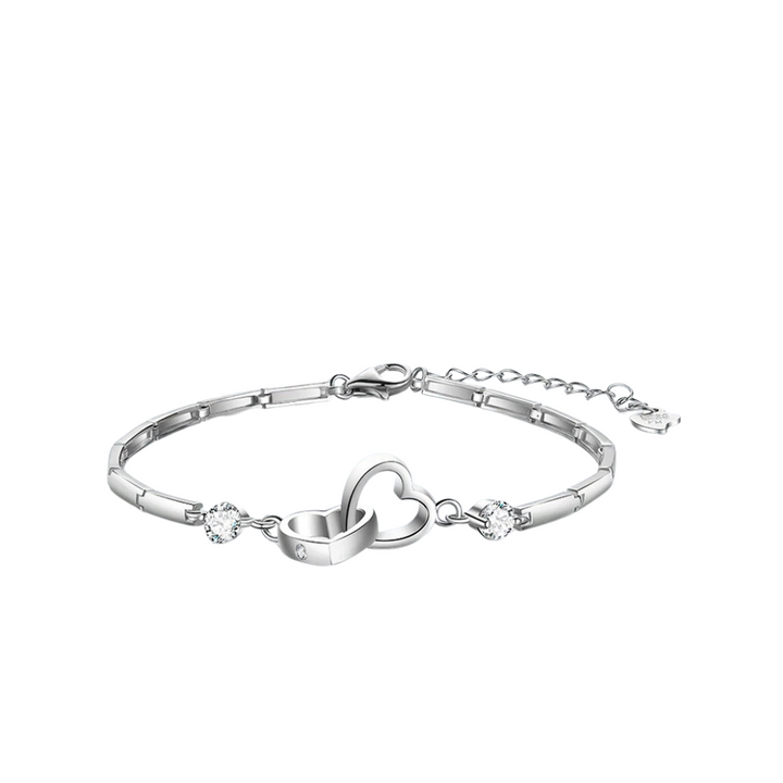 Elegant women's adjustable 925 sterling silver double heart bracelet, perfect fine jewelry gift.