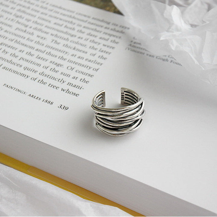 Stylish women's silver stacking ring, adjustable for a perfect fit. A beautiful sterling silver gift for her.