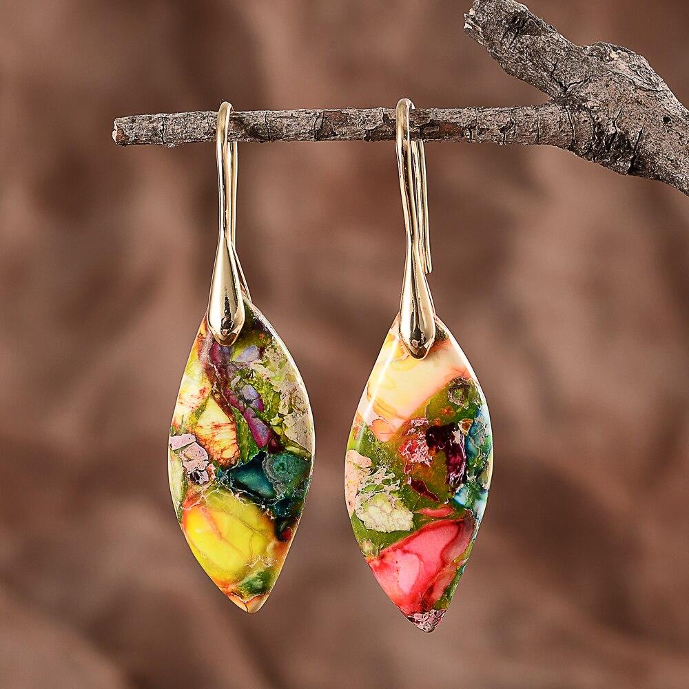 Elegant Women's Amaris Regaliet Drop Earrings, handcrafted with natural calming regaliet stones for inner peace.