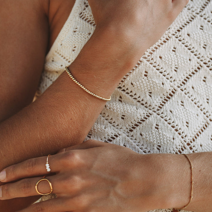 Nova elegant women's beaded bracelet. Stackable, hypoallergenic, water resistant for everyday.