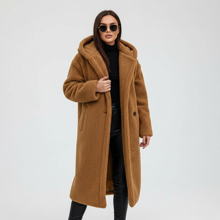 Women's long winter trench coat, providing warmth and style for any elegant occasion