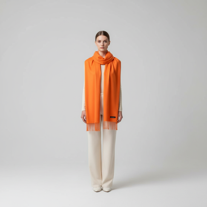 Beautiful women's cashmere blend oversized scarf, soft knit for winter warmth, an essential fashion accessory