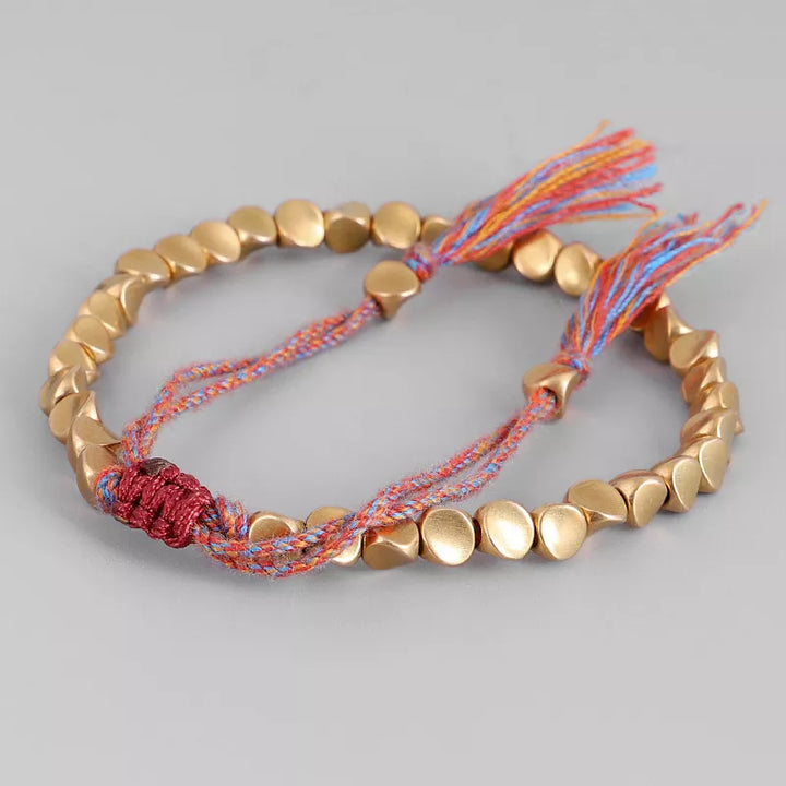 Everyday elegant copper bead bracelet. Women's lucky charm jewelry with polished copper beads.