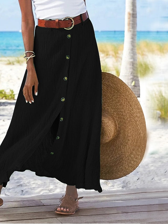 Women's Odette flowing maxi skirt, made from a comfortable linen blend fabric