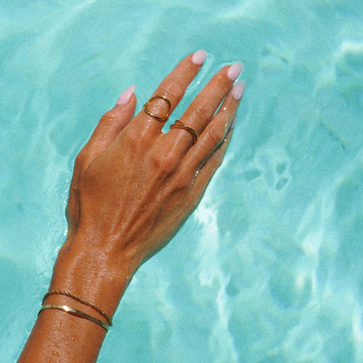 Polished silver Women's Lyra Harmony Double Ring. Elegant & versatile fashion ring, perfect for stacking.