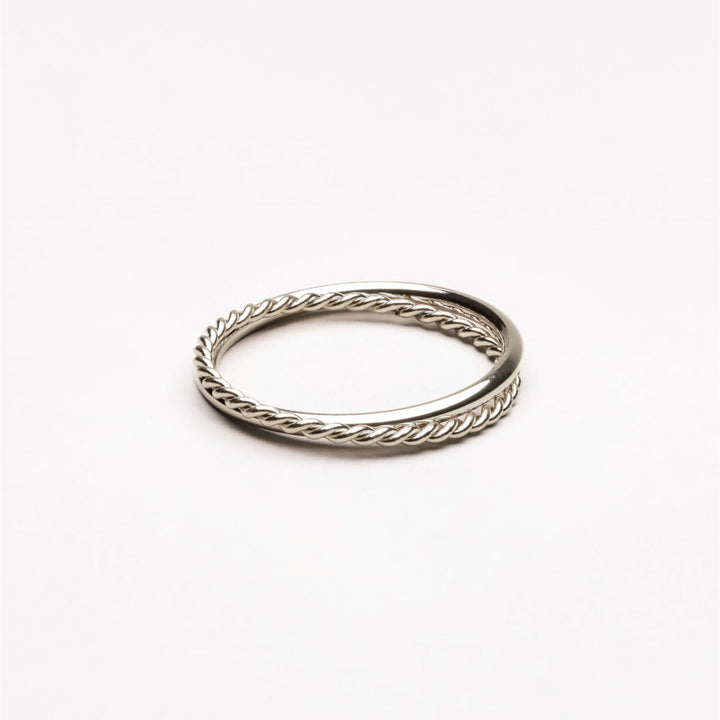 Unique Harmony Double Ring for women, Lyra design. An elegant & versatile jewelry piece, available in gold/silver.