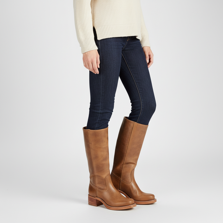 Stylish Serena high-calf leather boots for women, comfortable and fashionable footwear