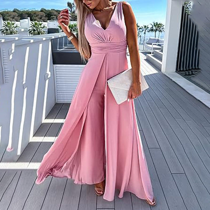 Stylish women's elegant jumpsuit, dress alternative for festive parties and evening wear.