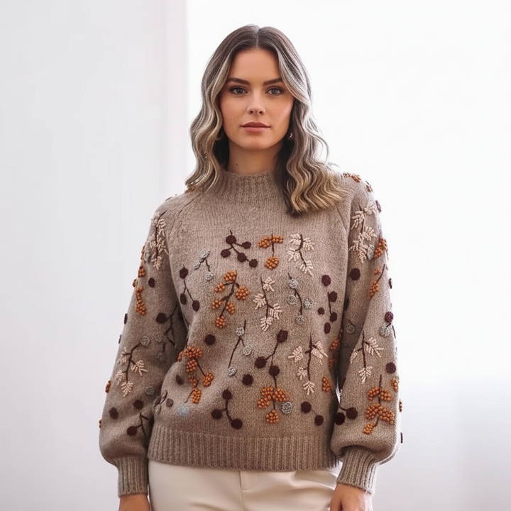 Comfortable long sleeve knitted sweater for women, a chic and casual autumn choice.