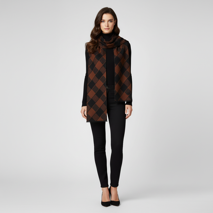 Versatile women's SilkKash knitted silk cashmere scarf, a soft accessory for any winter look.