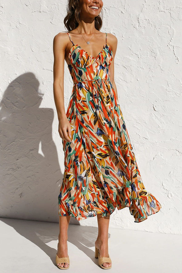 Elegant women's lightweight maxi summer dress with waist cut, perfect for beach vacations