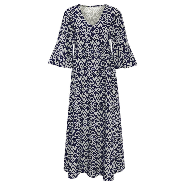 Comfortable women's summer V-neck maxi dress, elegant floral print and flowing design.
