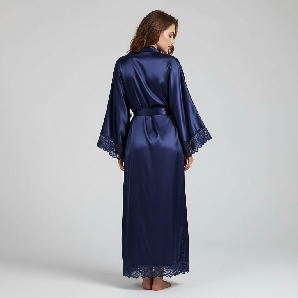Versatile women's long bathrobe, 'Susanne', designed for ultimate comfort and lounge.