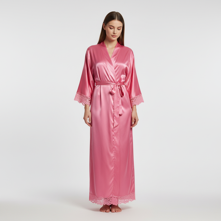Soft, long housecoat for women, an elegant and comfortable all-season lounge robe.