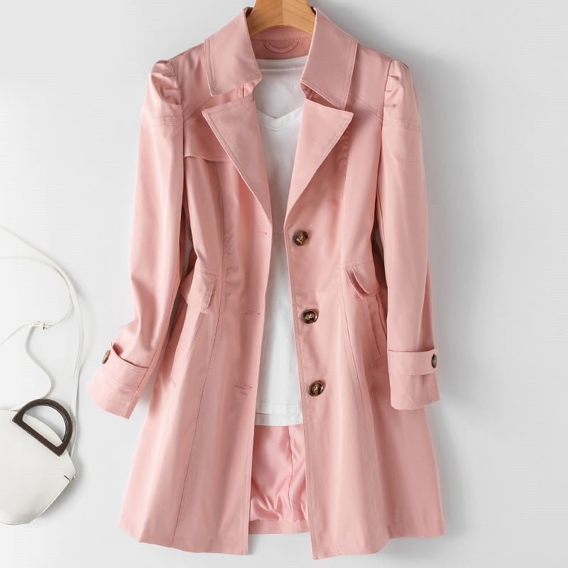 Women's fashion essential: elegant longline coat with timeless design. Versatile for fall, winter and office wear.