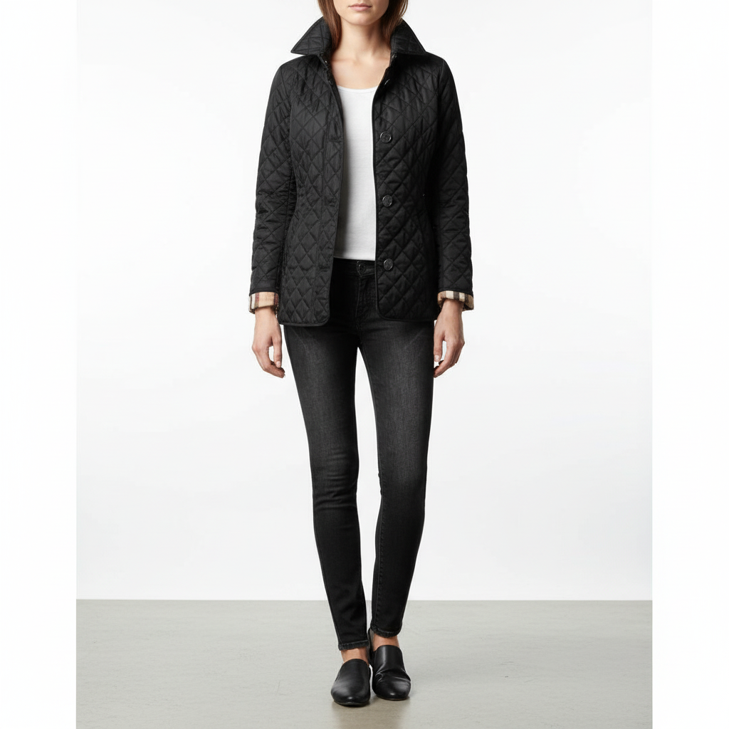 Stylish women's padded jacket, ideal for winter, with an adjustable tie-waist for a flattering fit.